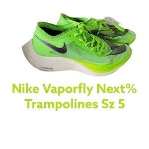Nike ZoomX Vaporfly Next% Volt Ladies Sz 5 Lime Green Trampolines
